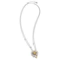 White Gold Necklace in White Gold with White Diamonds, Sapphires and Micromosaic