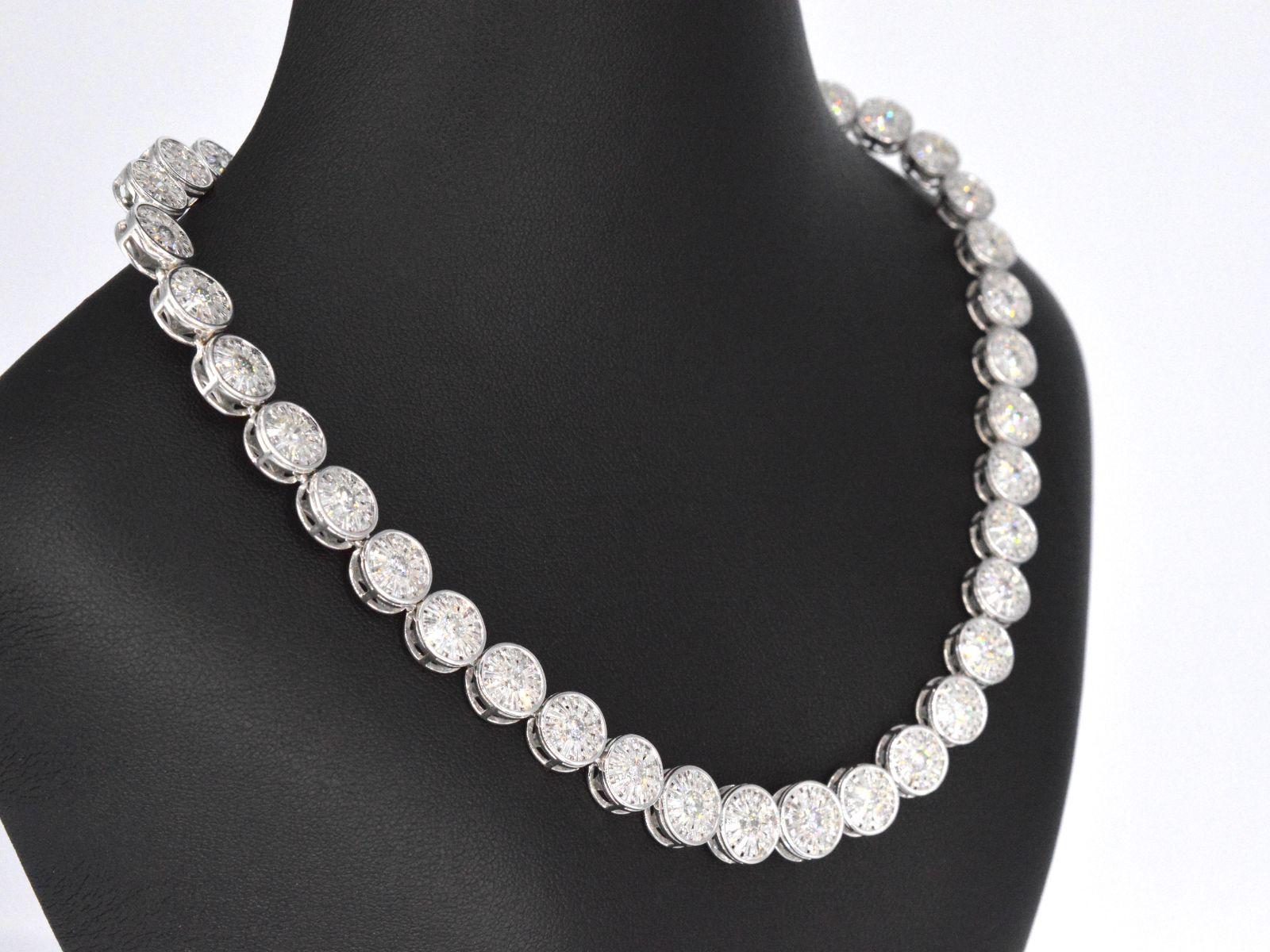 Brilliant Cut White Gold Necklace with 15.00 Carat Diamonds For Sale