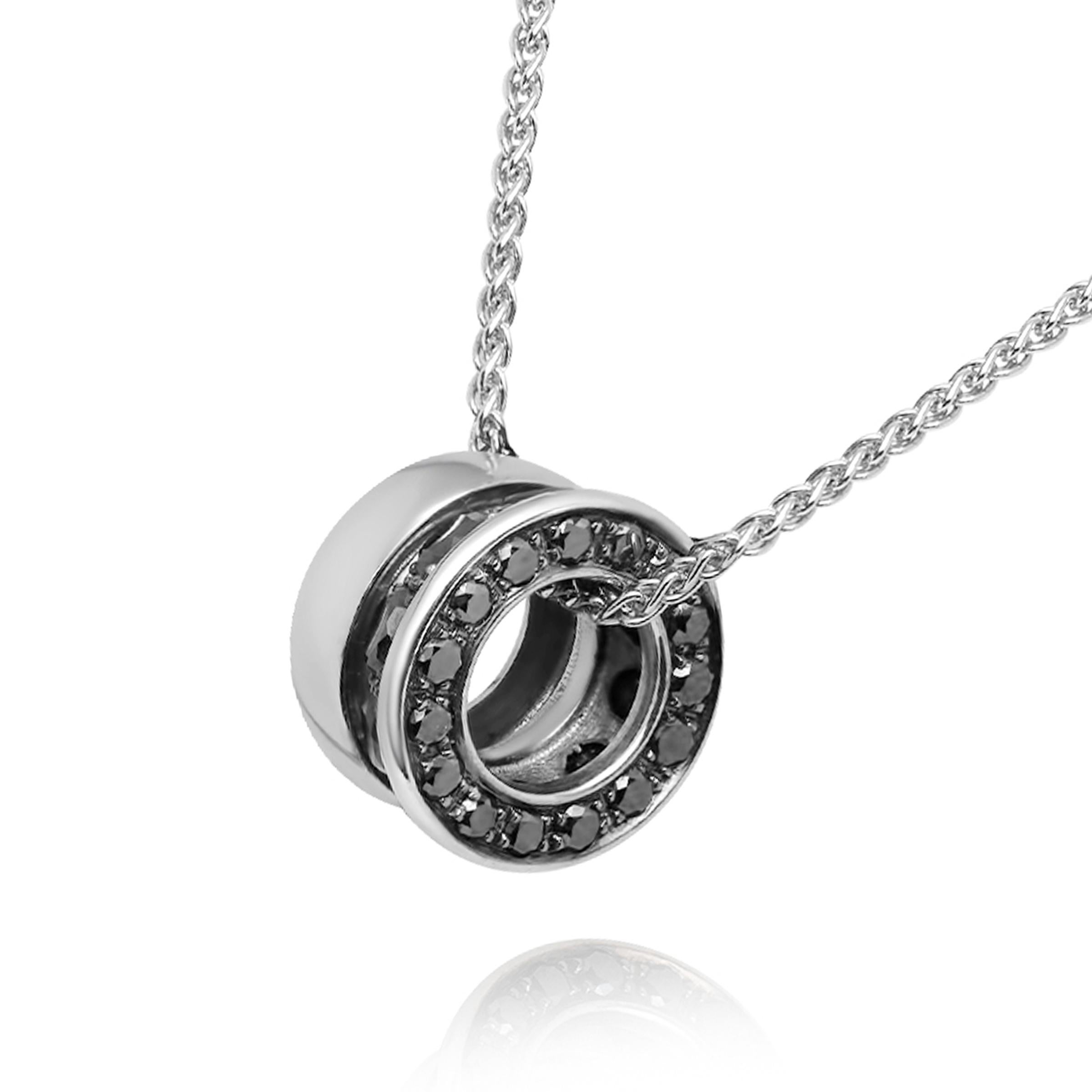 Necklace created in white gold 18k with black diamonds. 
A signature by DAVERIO1933, from Men's collection. 
The piece is available also in titanium and black diamonds. 