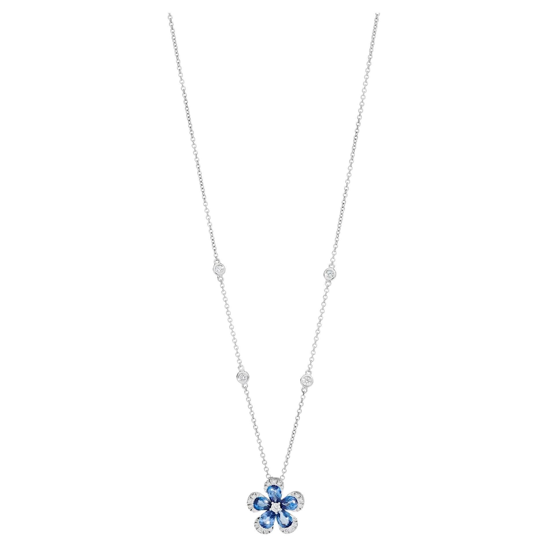 White Gold necklace with Blue Sapphires and White Diamonds