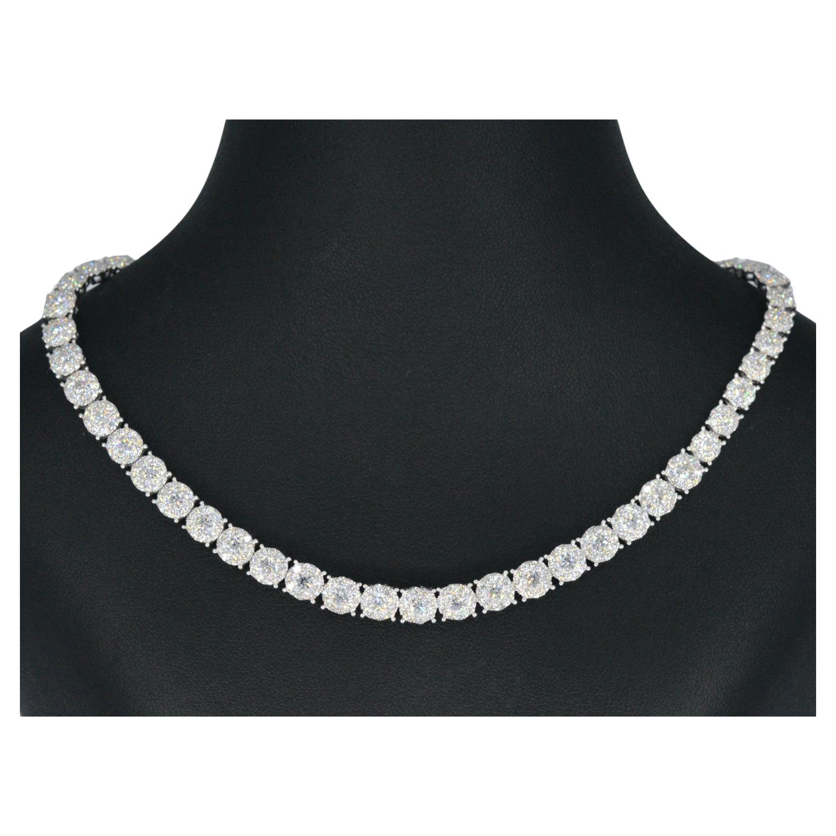 Halskette aus Weißgold mit Diamanten 10,00 Karat im Angebot