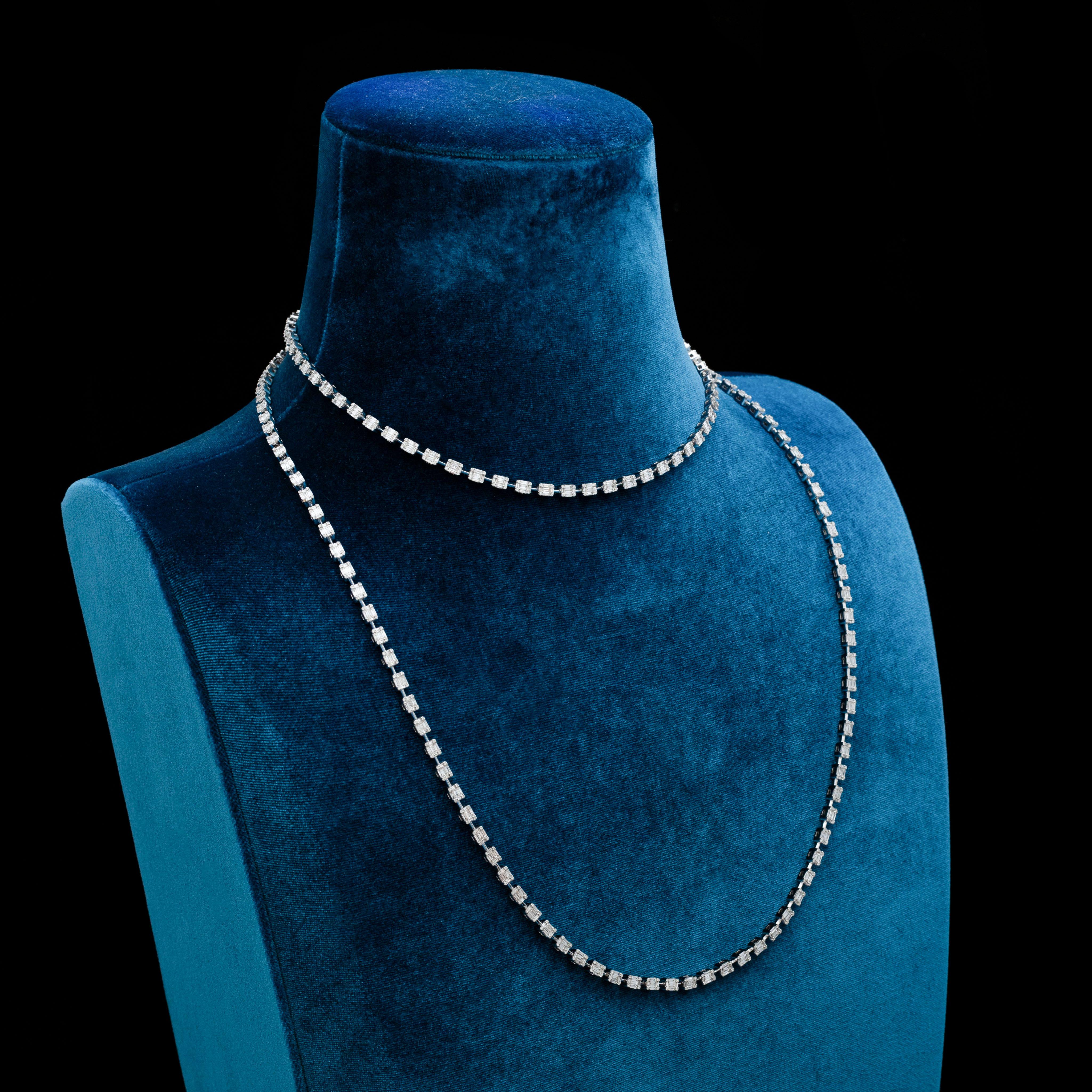Weißgold-Halskette mit Diamanten Damen im Angebot