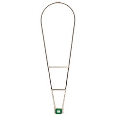 26, 44ct Emerald & 29, 31ct Diamonds 18K White Gold Necklace