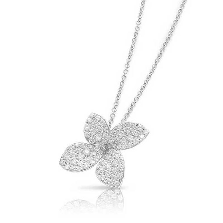 White Gold Necklace with Leaf Pave Diamond Pendant by Pasquale Bruni photo 2