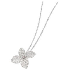 White Gold Necklace with Leaf Pave Diamond Pendant by Pasquale Bruni