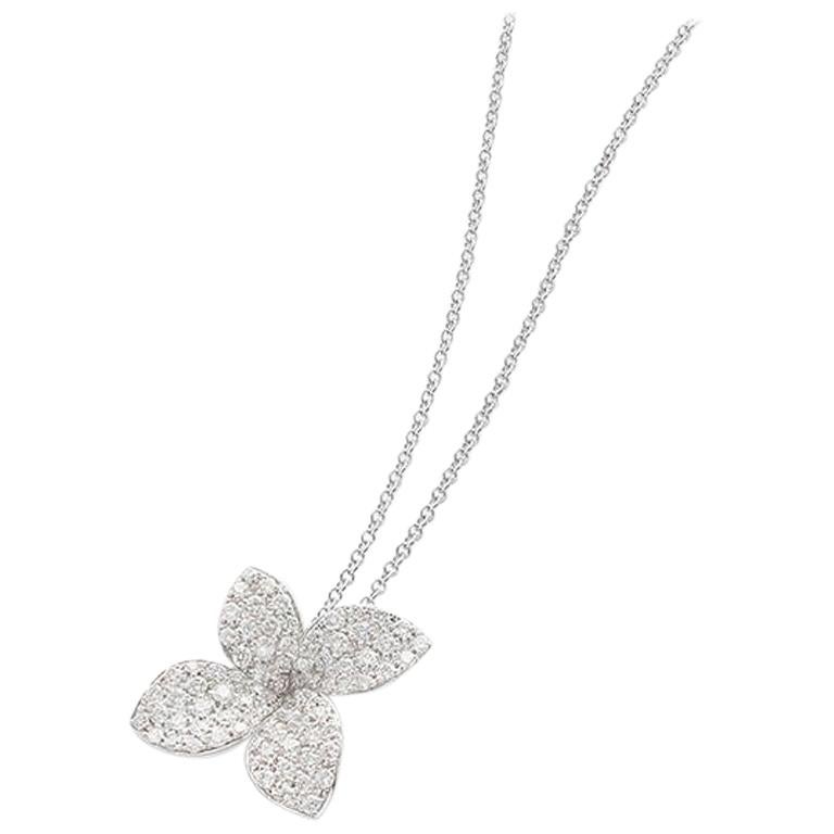 White Gold Necklace with Leaf Pave Diamond Pendant by Pasquale Bruni