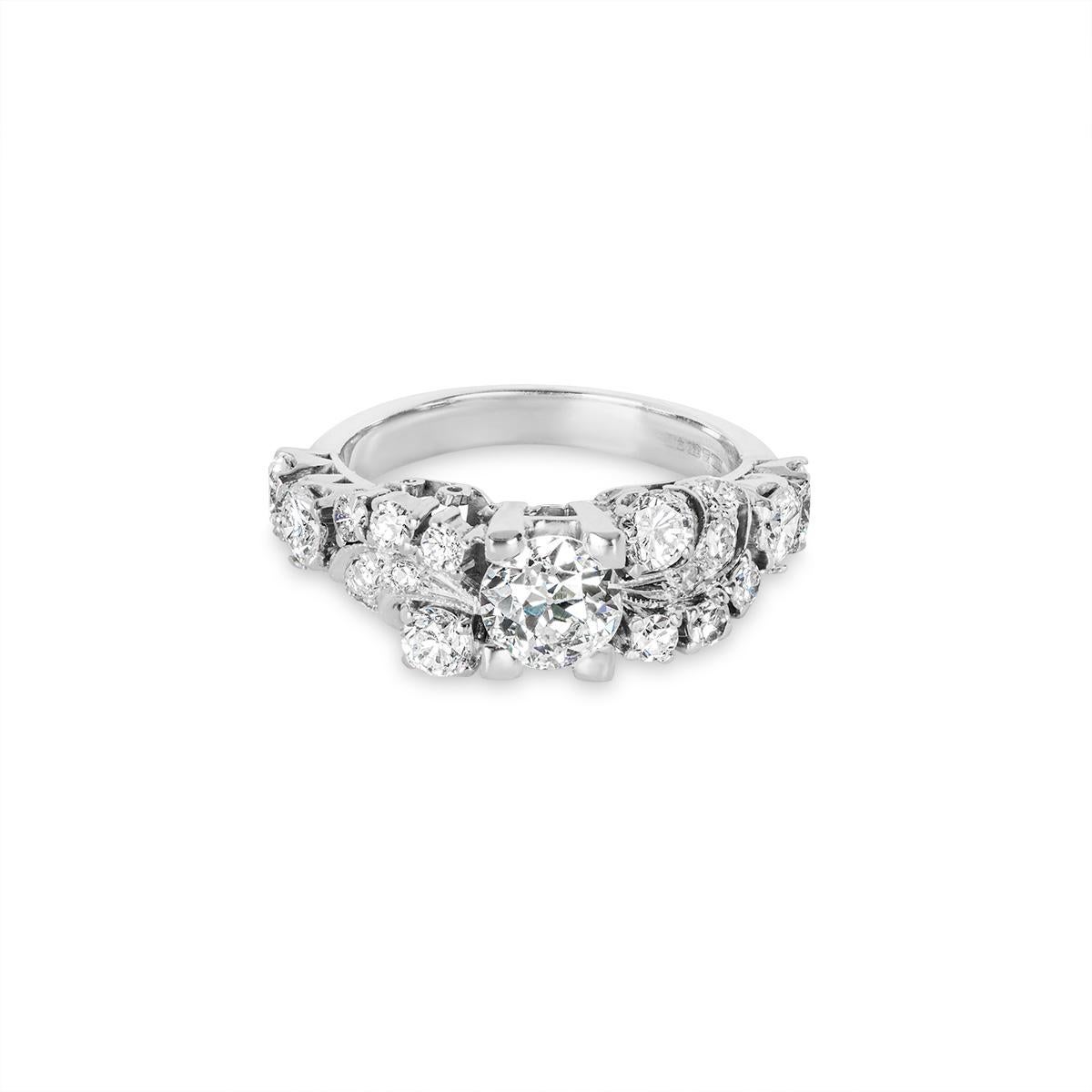 Weißgold Diamantring mit altem europäischen Schliff 0,86ct H/VS2 (Alteuropäischer Schliff) im Angebot