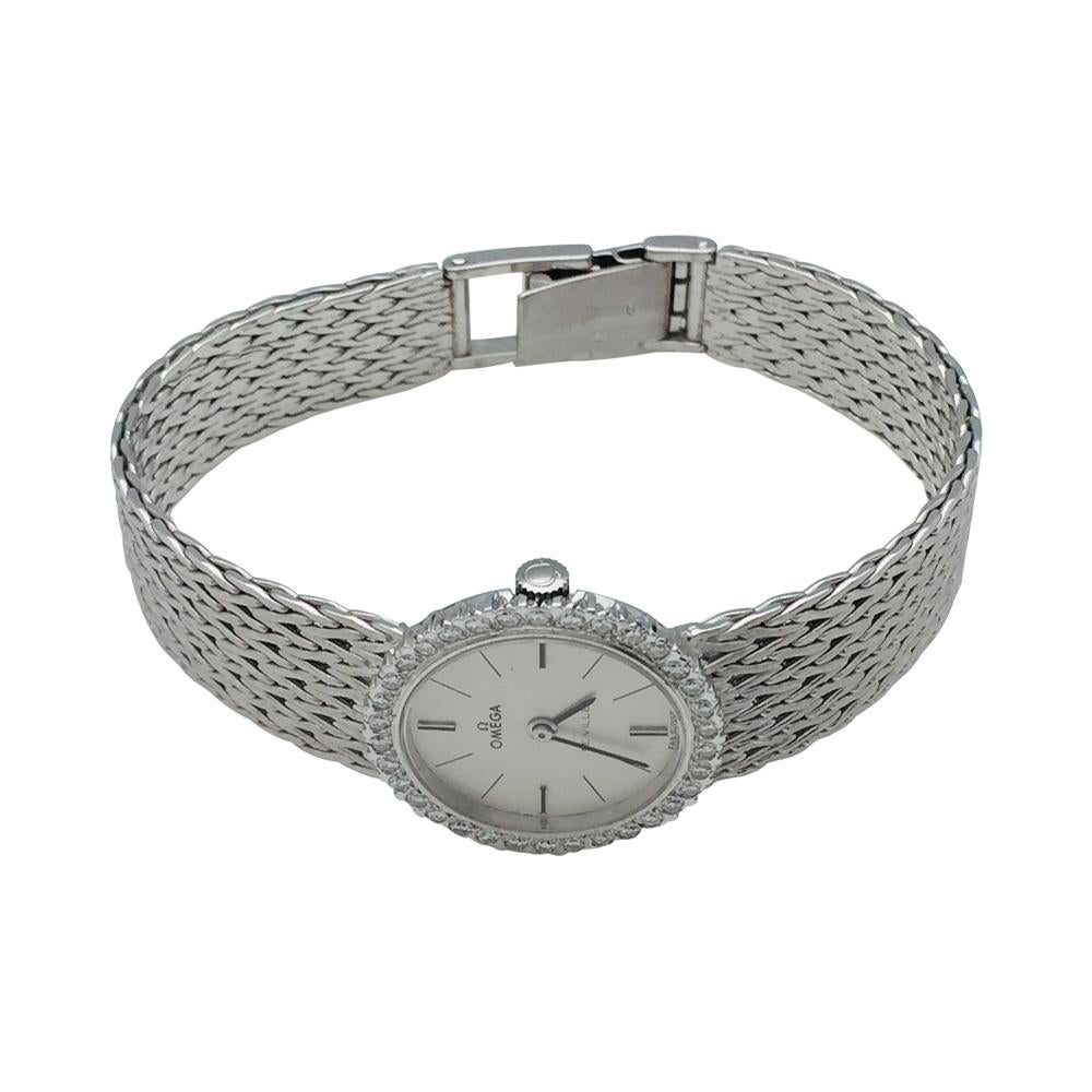 A 750/000 white gold jewellery Omega watch, 