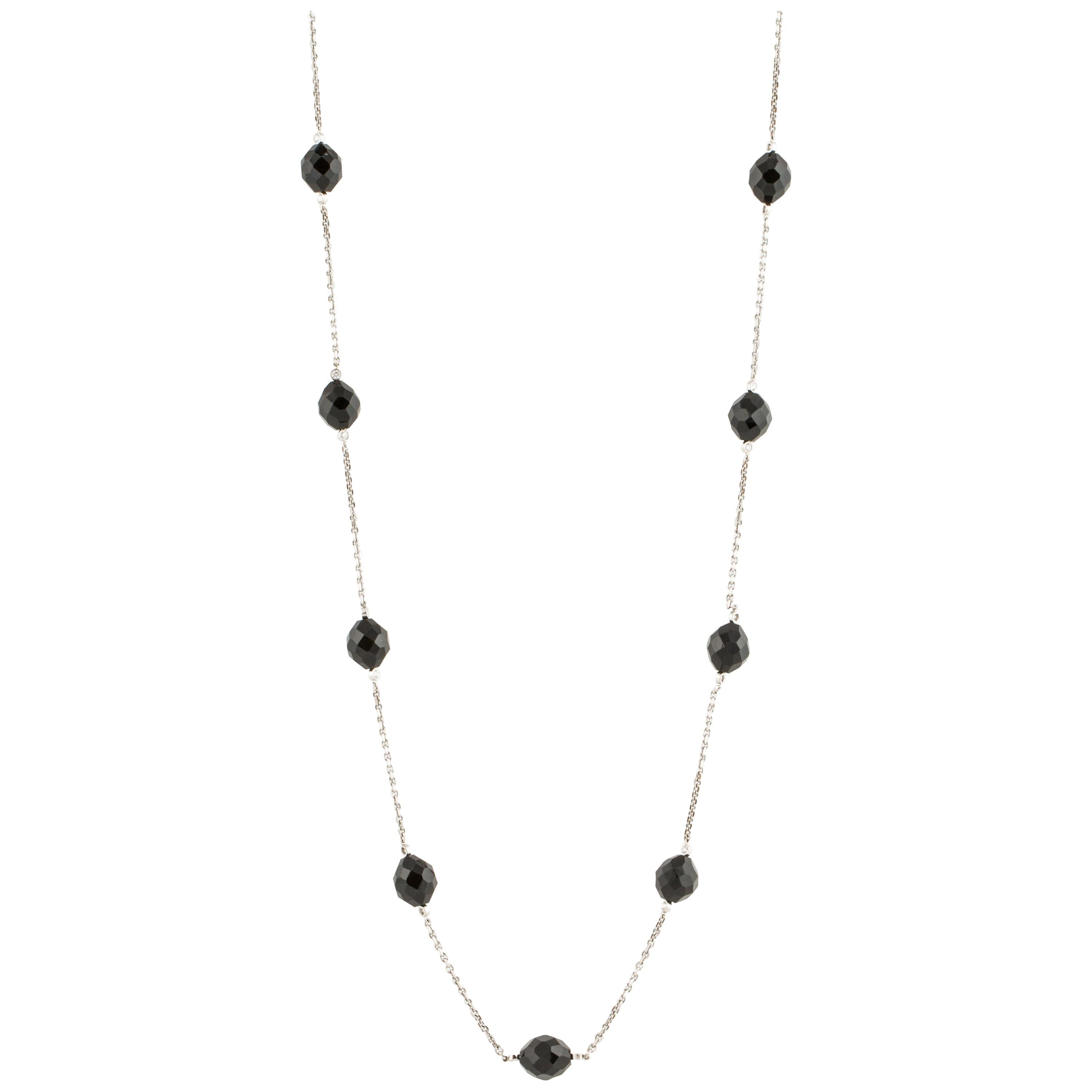 Onyx Bead and Diamond Necklace