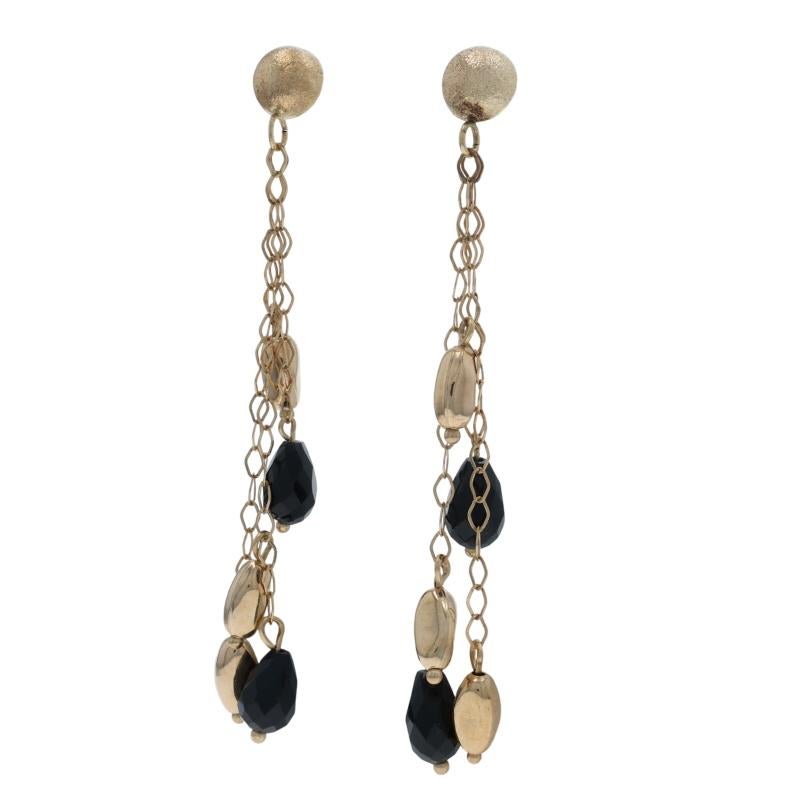 Perlina Orecchini pendenti in oro bianco con onice, perline 14k, forati in vendita