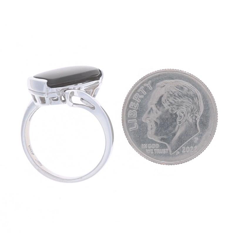 White Gold Onyx Solitaire Bypass Ring - 10k For Sale 1