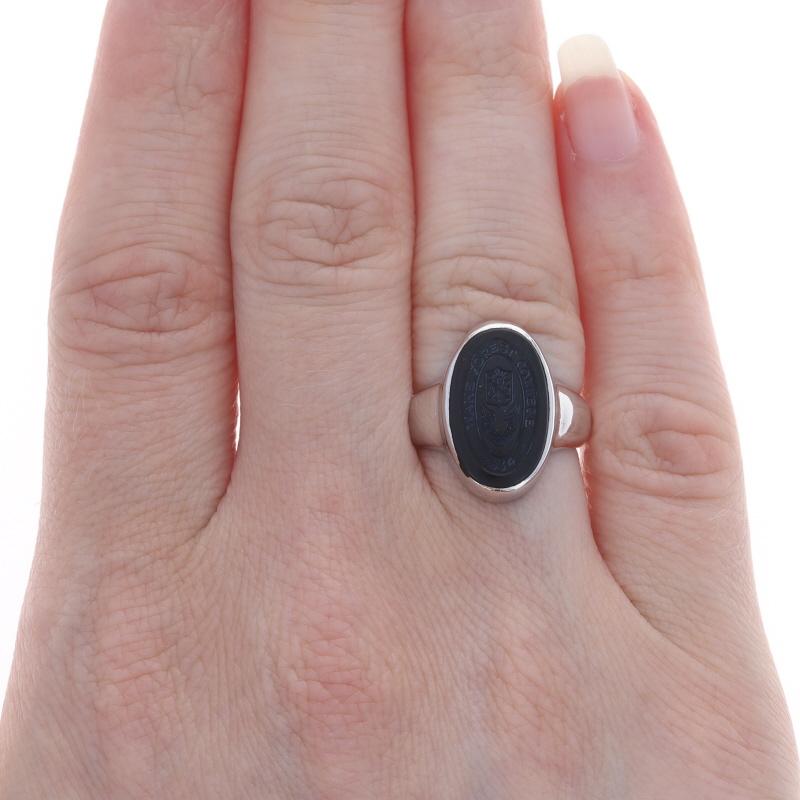 Oval Cut White Gold Onyx Vintage Wake Forest University Class Ring 10k WakeForest College For Sale