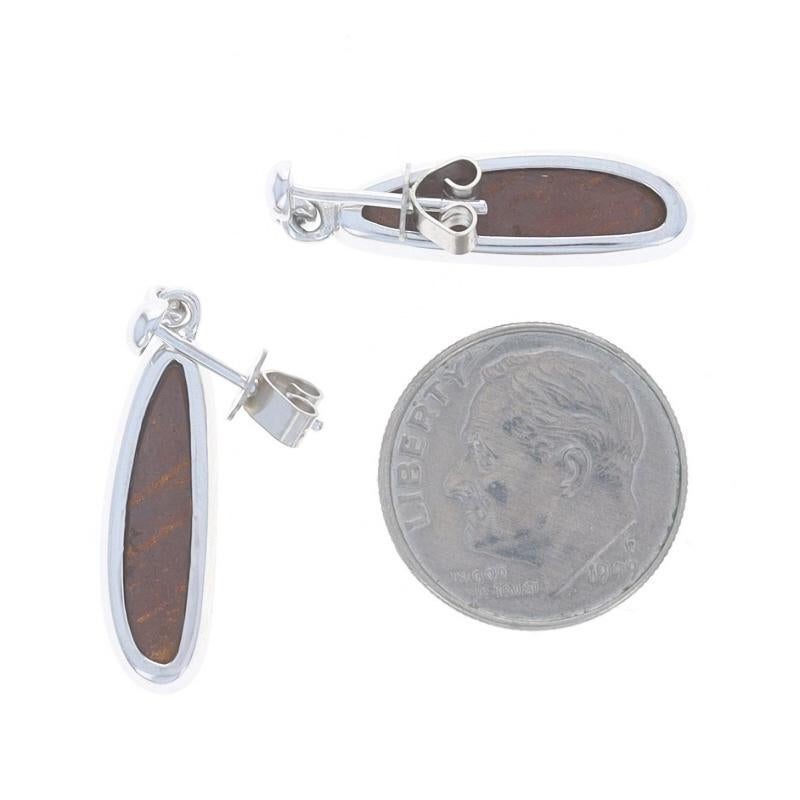 White Gold Opal Dangle Earrings - 14k Doublet Pierced In Good Condition For Sale In Greensboro, NC