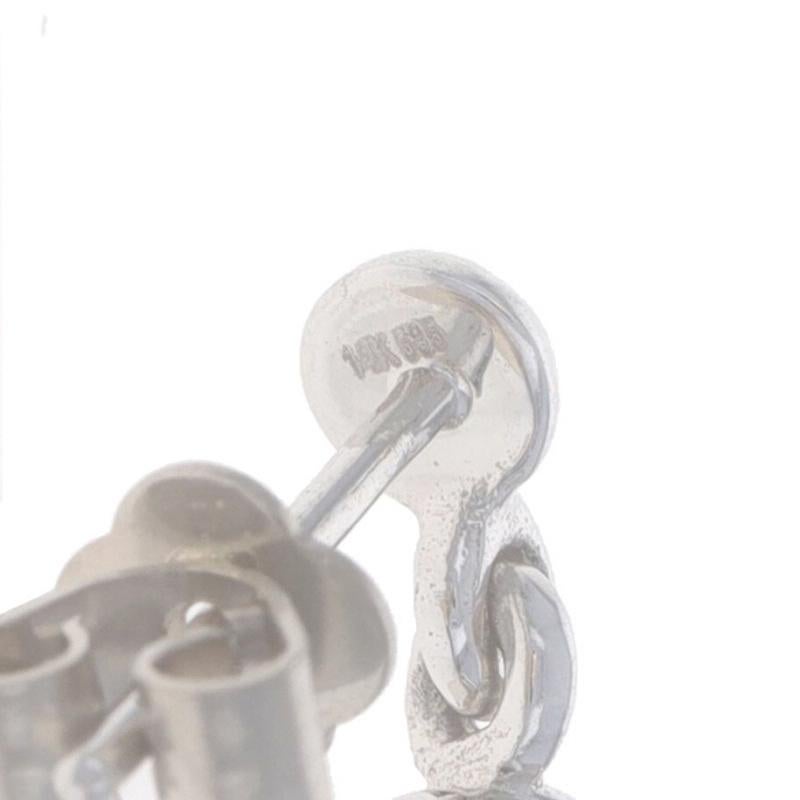 Women's White Gold Opal Dangle Earrings - 14k Doublet Pierced For Sale