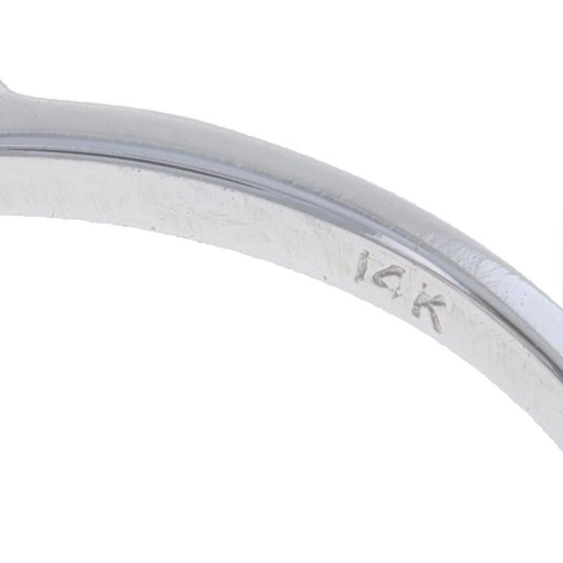 White Gold Opal & Diamond Halo Ring - 14k Oval Cabochon 1.28ctw Stackable For Sale 2