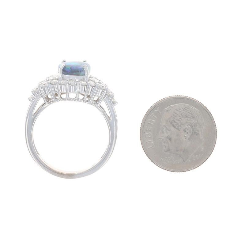 White Gold Opal Diamond Ring - 14k Oval Cabochon 2.55ctw For Sale 1