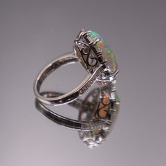 White Gold Opal Diamond Ring