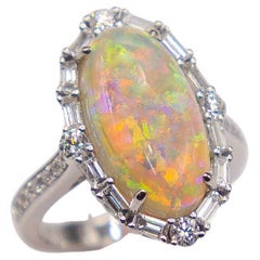 White Gold Opal Diamond Ring
