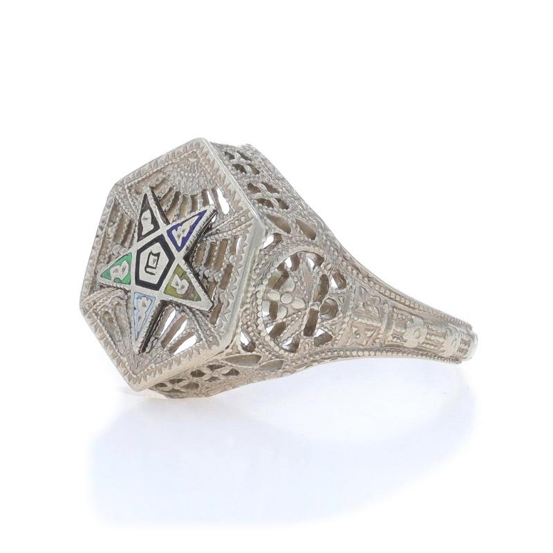 Women's White Gold Order of the Eastern Star Ring - 14k Masonic For Sale