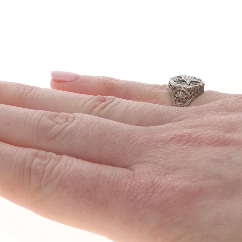 White Gold Order of the Eastern Star Ring - 14k Masonic For Sale 1