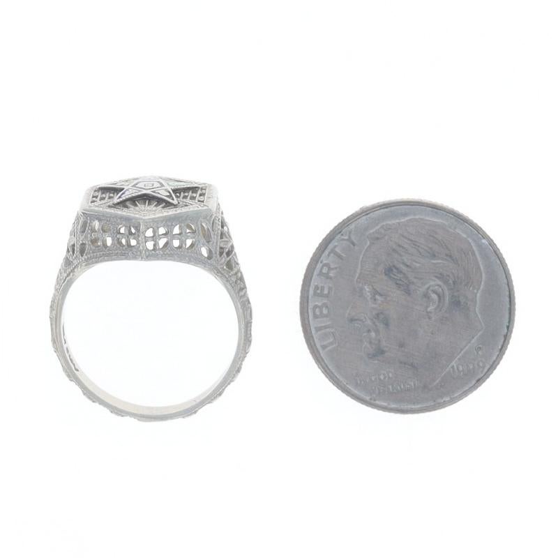 White Gold Order of the Eastern Star Ring - 14k Masonic For Sale 2