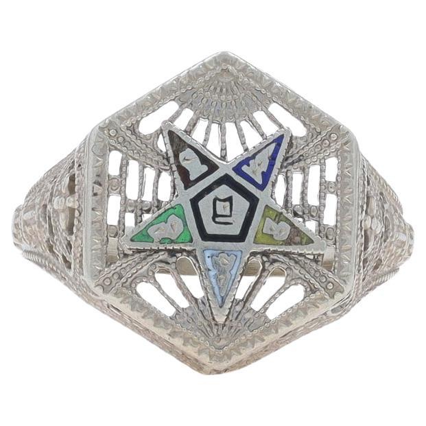 White Gold Order of the Eastern Star Ring - 14k Masonic For Sale