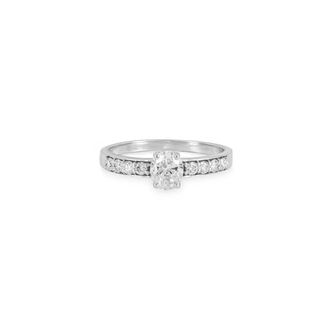 White Gold Oval Cut Diamond Engagement Ring 0.54ct I/SI In New Condition For Sale In London, GB