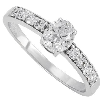 White Gold Oval Cut Diamond Engagement Ring 0.54ct I/SI For Sale