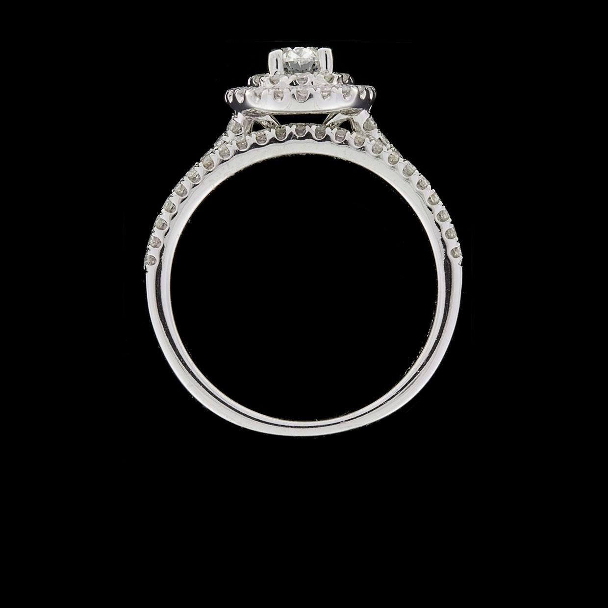 Oval Cut White Gold Oval Diamond Double Halo Engagement Ring Wedding Set