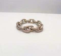 White Gold Oval Link Diamond Pave Bracelet