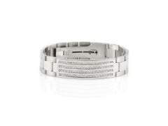 White Gold Oyster Links Watch Band Bracelet with Diamonds