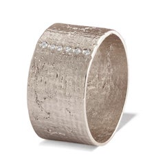 White Gold Paper Cigar Ring with Diamonds by Allison Bryan