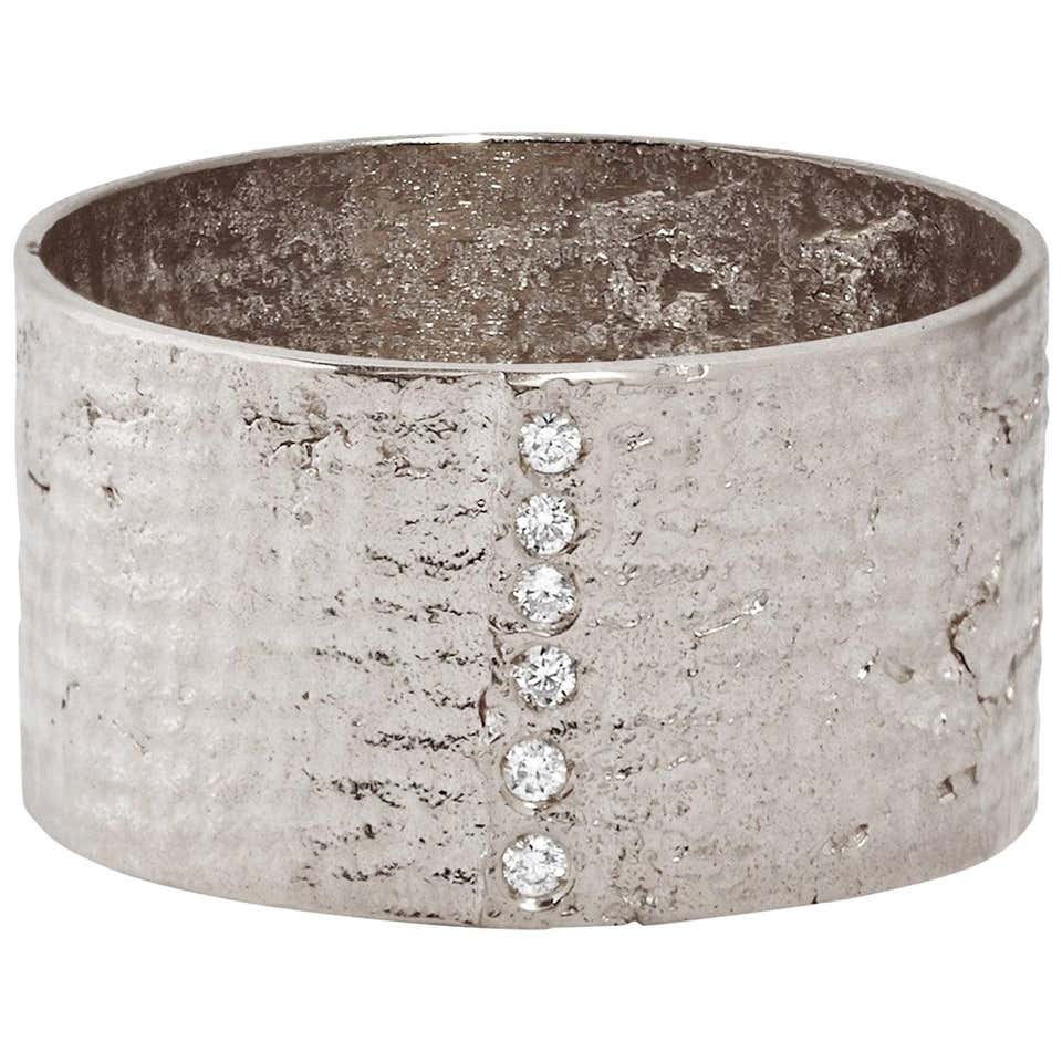 Magazinepapersilver Ring Customizable Textured 18 Karat Gold Paper Cigar Ring with Diamonds by ...