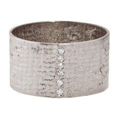 White Gold Paper Cigar Ring with Diamonds by Allison Bryan