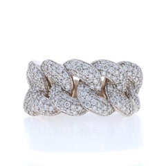 Or blanc Pavé Diamond Chain Link Cluster Cocktail Band -14k Round 1.50ctw Ring