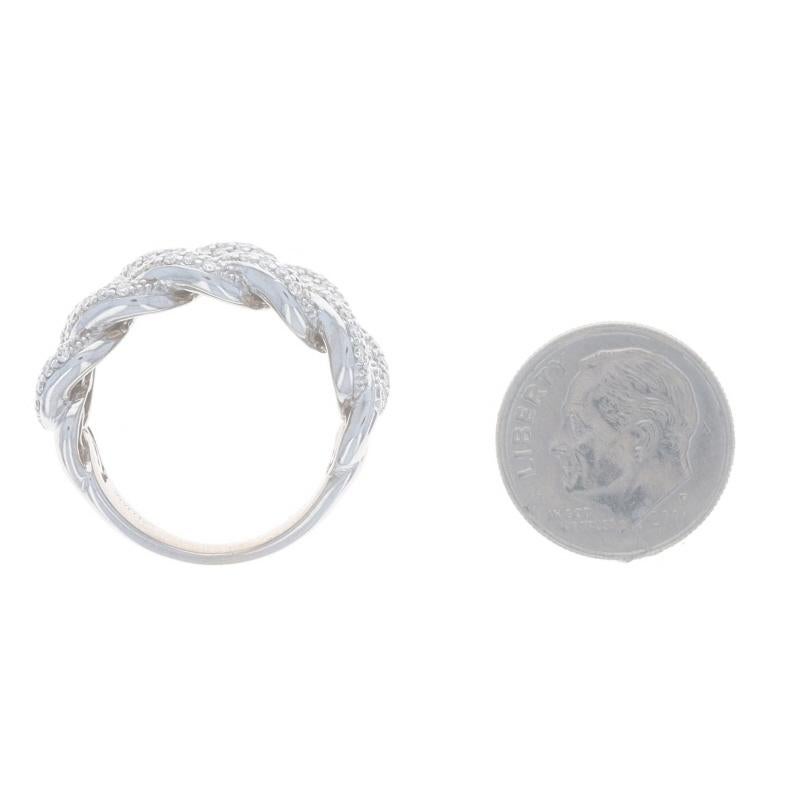 Women's White Gold Pavé Diamond Chain Link Cluster Cocktail Band -14k Round 1.50ctw Ring For Sale