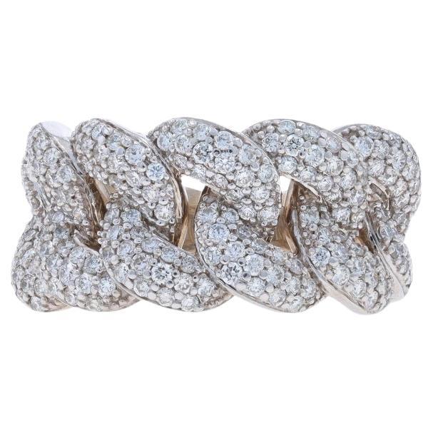 White Gold Pavé Diamond Chain Link Cluster Cocktail Band -14k Round 1.50ctw Ring