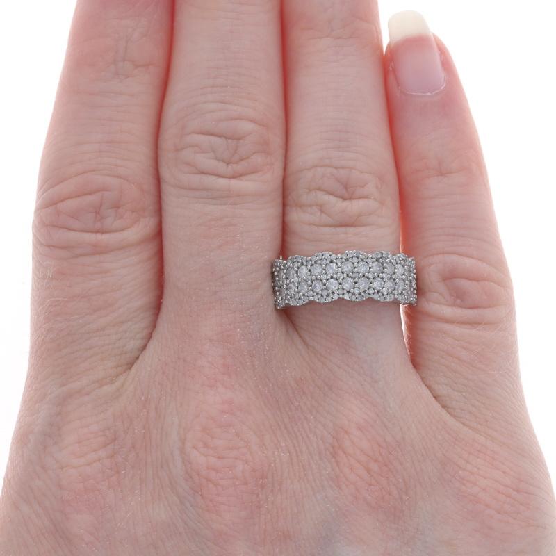 Size: 7 1/2
Sizing Fee: Up 2 sizes for $35 or Down 1/2 a size for $35

Metal Content: 10k White Gold

Stone Information

Natural Diamonds
Carat(s): 1.00ctw
Cut: Round Brilliant & Single
Color: F - G - H
Clarity: I2

Total Carats: 1ctw

Style: