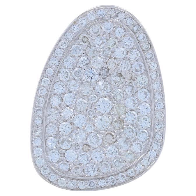 White Gold Pave Diamond Cluster Halo Pendant - 14k Round Brilliant 4.14ctw