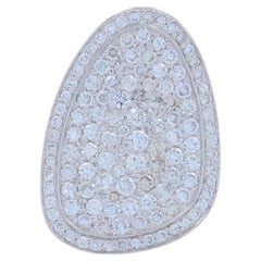 White Gold Pave Diamond Cluster Halo Pendant - 14k Round Brilliant 4.14ctw