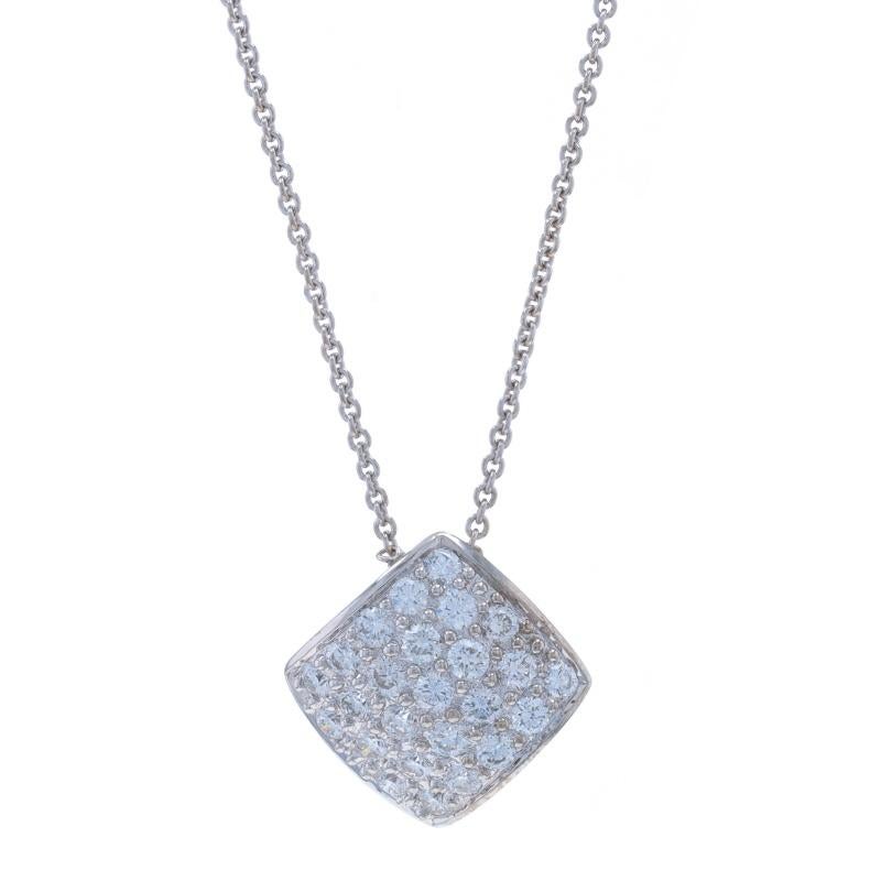 Contenuto del metallo: Oro bianco 14k

Informazioni su A. Stone

Diamanti naturali
Carati: 1,75ctw
Taglio: Rotondo brillante
Colore: F - G
Chiarezza: VS1 - SI1

Carati totali: 1,75ctw

Stile: Cluster
Stile della catena: Cavo
Stile della collana: