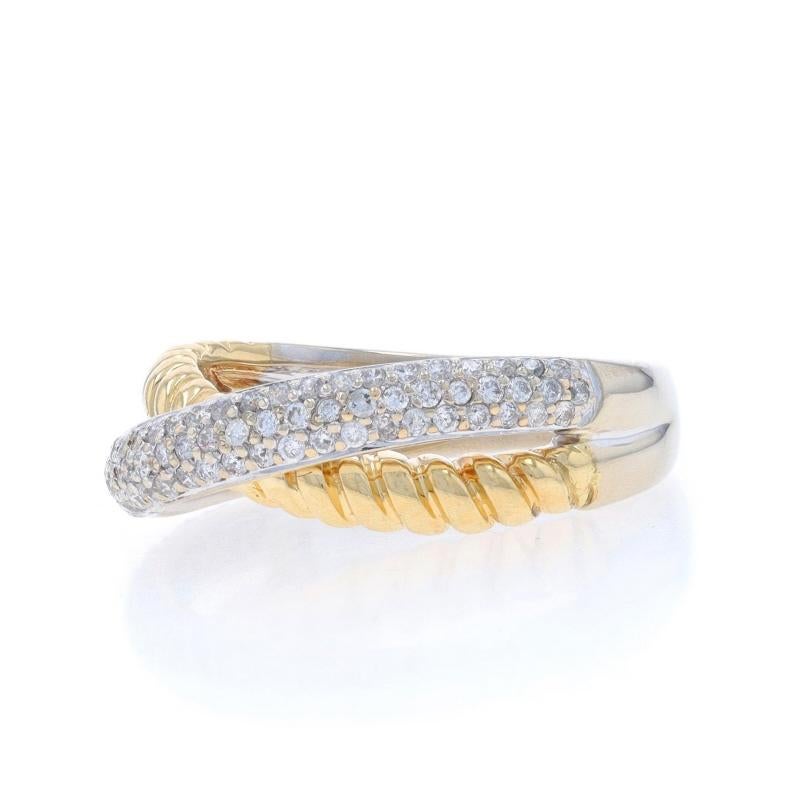 Fascia incrociata con diamanti in pavé in oro bianco - Anello a corda con diamante rotondo da .50ctw 14k In condizioni ottime in vendita a Greensboro, NC