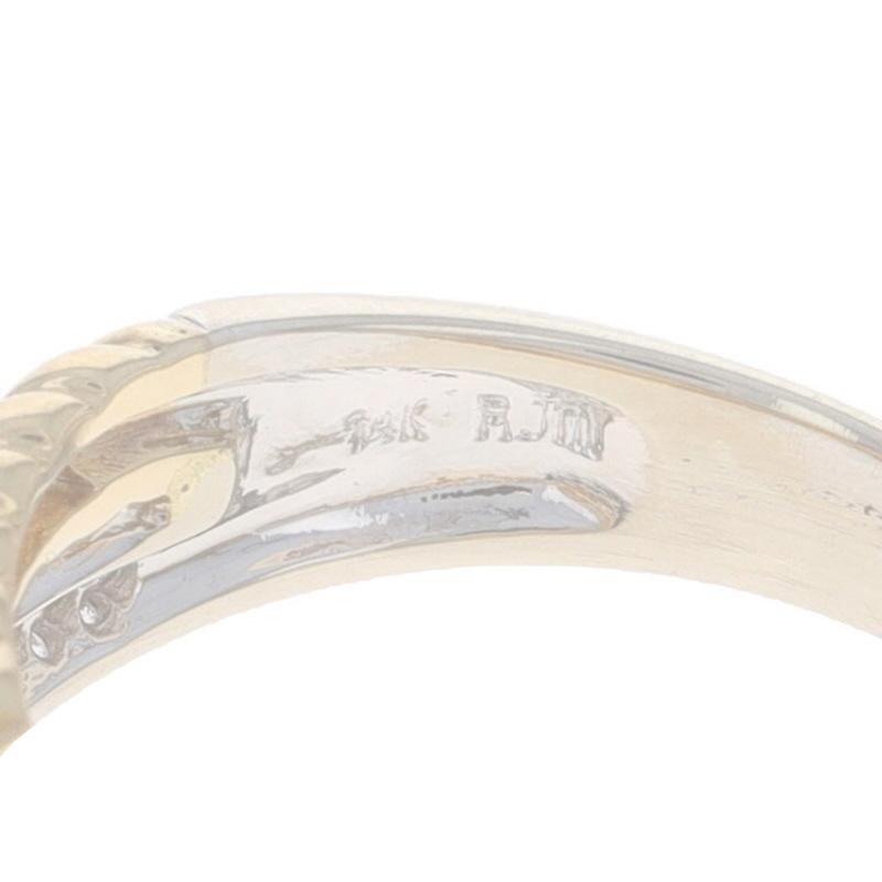 Fascia incrociata con diamanti in pavé in oro bianco - Anello a corda con diamante rotondo da .50ctw 14k in vendita 2