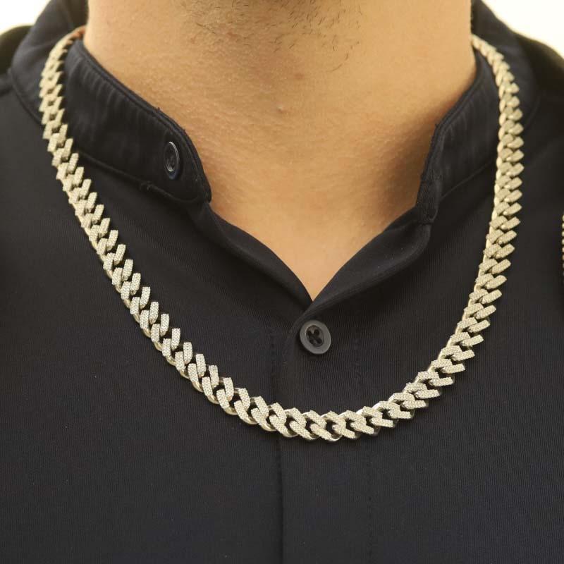 Collana da uomo in oro bianco con pavé di diamanti da 22