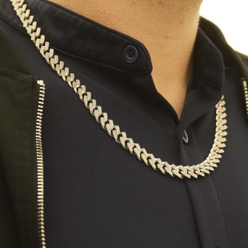 da uomo o donna Collana da uomo in oro bianco con pavé di diamanti da 22