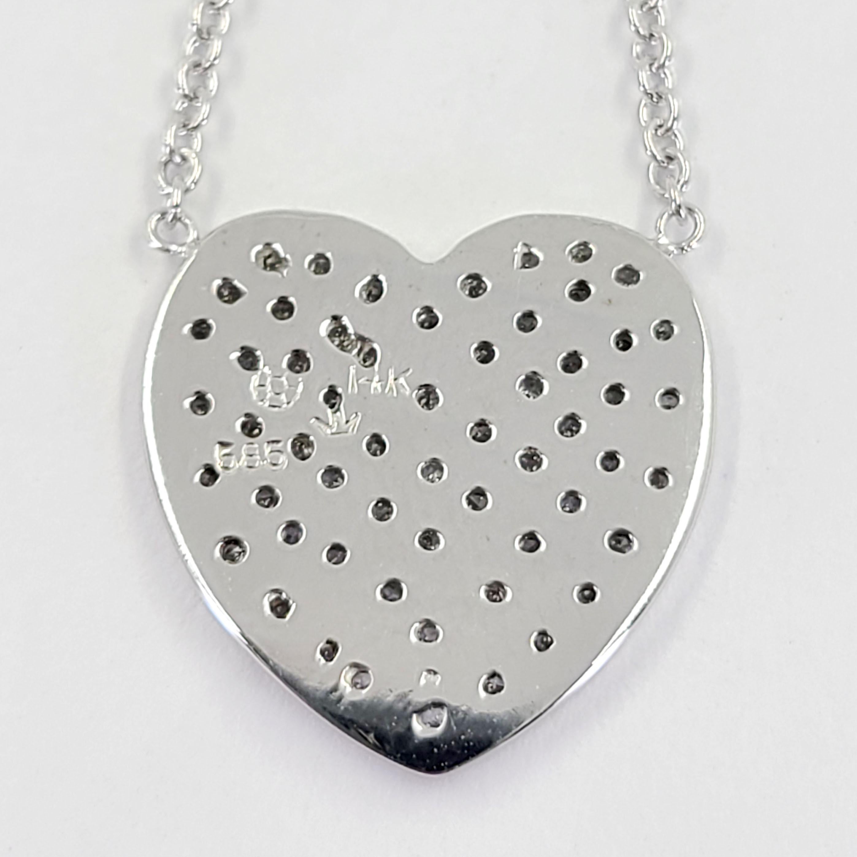 Weißgold Pave Diamant Herz Halskette Damen