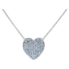 Weißgold Pave Diamant Herz Halskette
