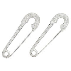 Épingle de sécurité en or blanc et pavé de diamants, lot de 2