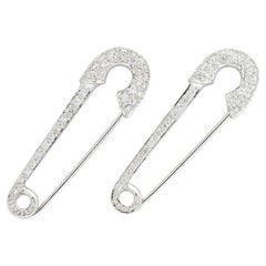 White Gold + Pavé Diamond Safety Pin Set of 2