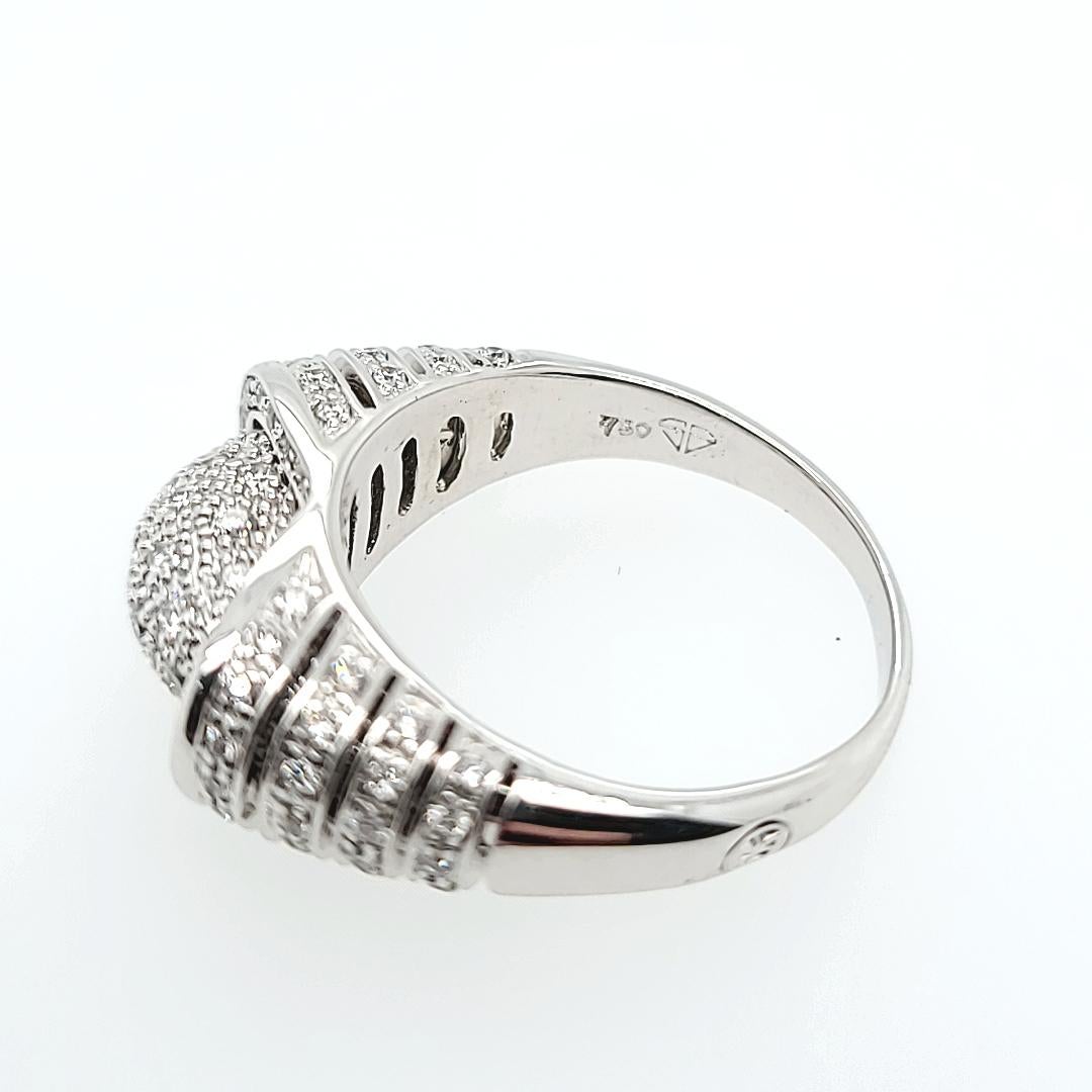 Round Cut White Gold Pave Diamond Thin Dome Ring For Sale